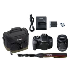 Canon EOS 4000D DSLR Camera + 18-55mm f/3.5-5.6 III Lens + 16GB SD Card + Shoulder Bag Travel Kit Canon EOS 4000D DSLR Camera + 18-55mm f/3.5-5.6 III Lens + 16GB SD Card + Shoulder Bag Travel Kit