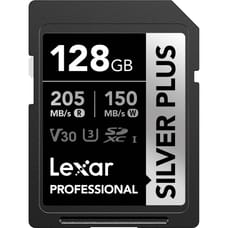 Lexar 128GB Professional Silver Plus UHS-I SDXC Memory Card (205 MB/s) Lexar 128GB Professional Silver Plus UHS-I SDXC Memory Card (205 MB/s)