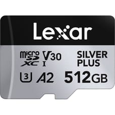 Lexar 512GB Professional Silver Plus microSDXC UHS-I Memory Card + SD Adaptor Lexar 512GB Professional Silver Plus microSDXC UHS-I Memory Card + SD Adaptor