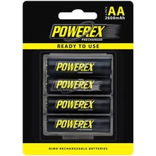 Powerex Precharged Rechargeable AA NiMH Batteries (1.2V, 2600mAh) - 4-pack