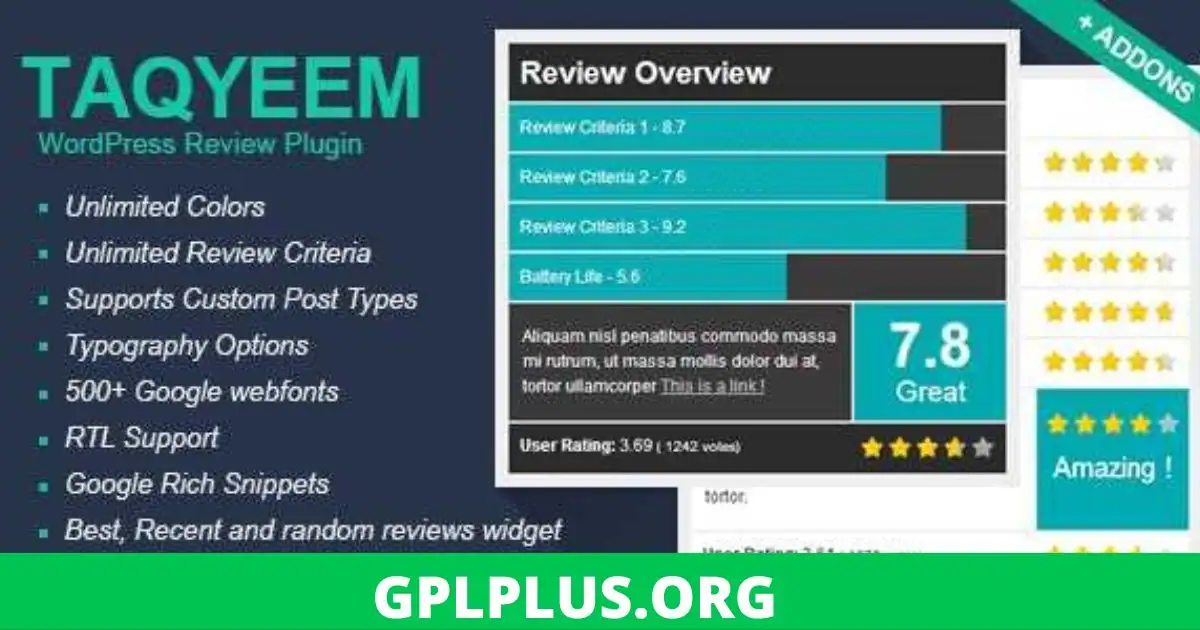 Taqyeem GPL v2.6.5 – WordPress Review Plugin Latest Version